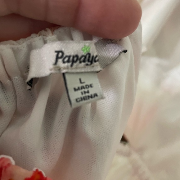 Papaya White, Red, Pink floral Sleeveless Maxi Sundress | Size Large - Picture 7 of 8